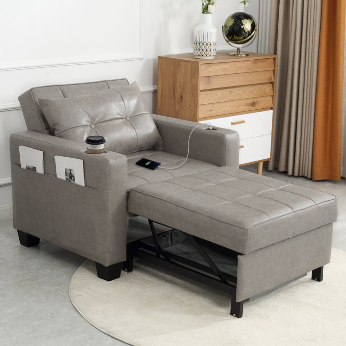 Latitude Run® Apsley 39 Inch 3In3 Convertible Chair Bed Pull Out